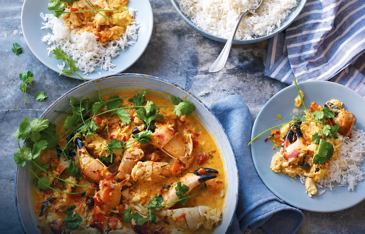 Sri Lankan crab curry in a fragrant coconut gravy